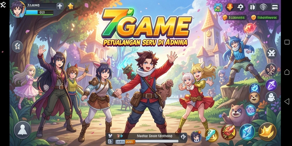 Tangkapan layar dari gameplay <strong>7GAME</strong> yang memukau dengan karakter anime.