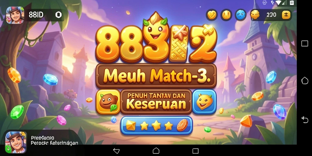 Tangkapan layar gameplay 88ID menampilkan keseruan permainan Match-3 yang menantang.