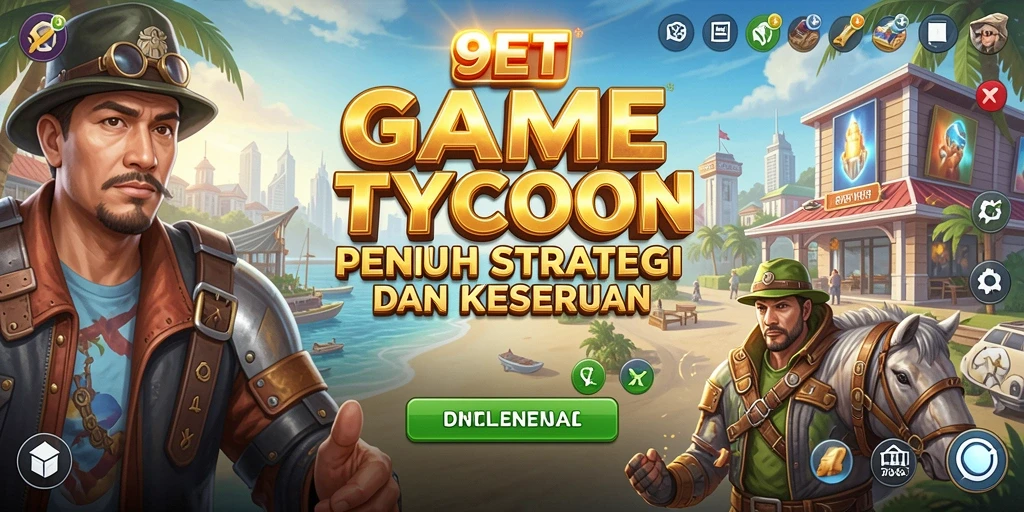 Screenshot gameplay 9ET menampilkan aksi manajemen bisnis yang seru.