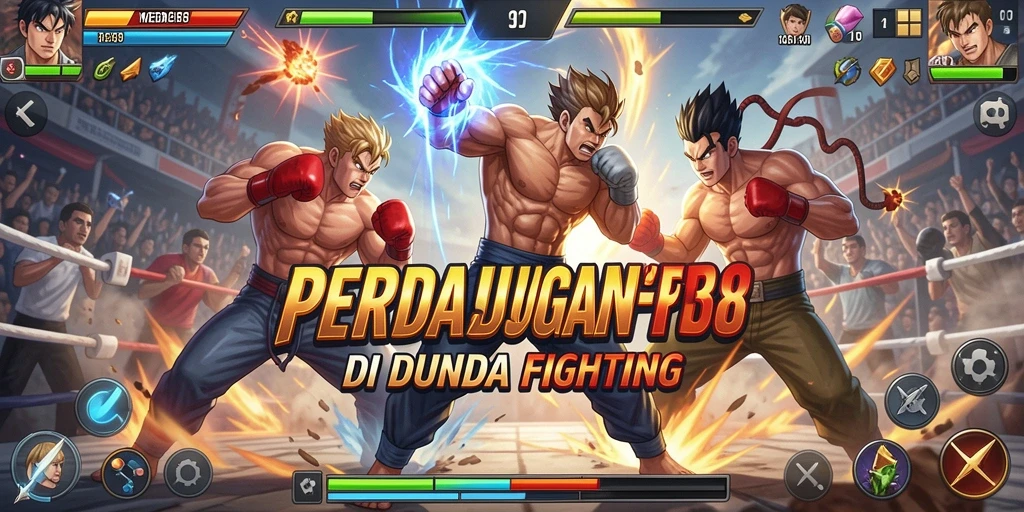 Tampilan gameplay MERDEKA138 dengan pertarungan yang intens dan karakter beragam.