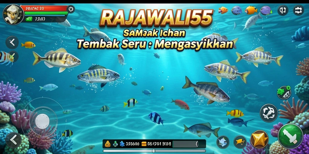 Gambaran gameplay seru di RAJAWALI55 dengan berbagai jenis ikan.