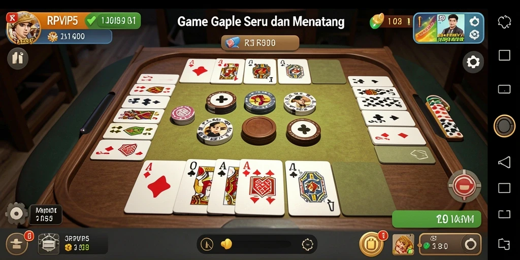 Screenshot gameplay RPVIP5 menampilkan suasana seru bermain Gaple.
