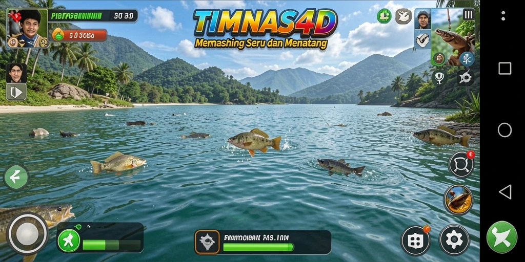 Screenshot gameplay TIMNAS4D yang menunjukkan aksi memancing yang seru.